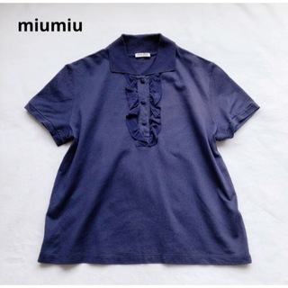 極美品✨ ミュウミュウ miumiu 半袖シャツ アップリケ S ネイビー