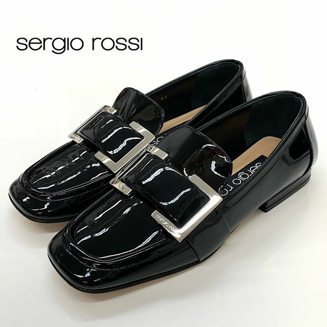 Sergio Rossi(セルジオロッシ)の6720 セルジオロッシ パテント バックル ローファー ブラック レディースの靴/シューズ(ローファー/革靴)の商品写真