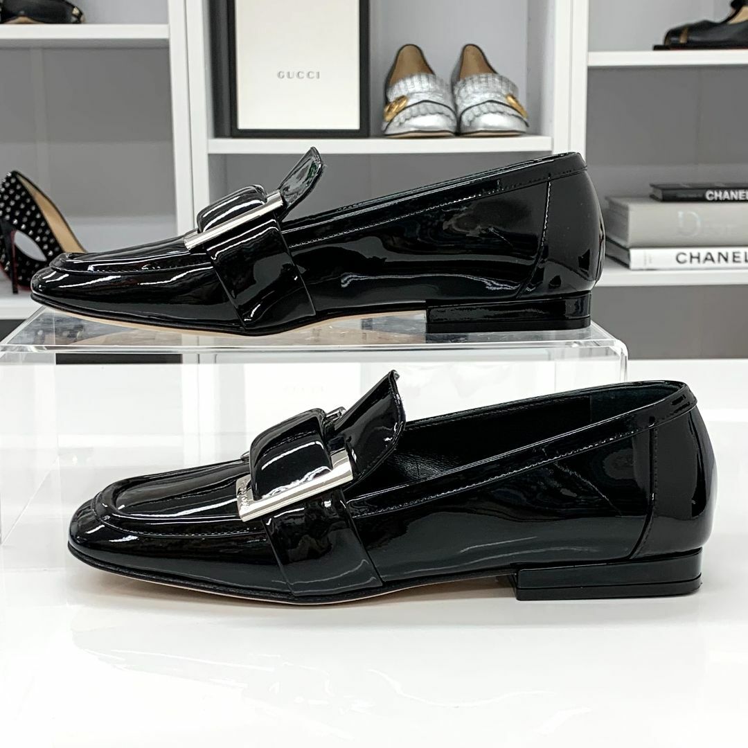 Sergio Rossi(セルジオロッシ)の6720 セルジオロッシ パテント バックル ローファー ブラック レディースの靴/シューズ(ローファー/革靴)の商品写真