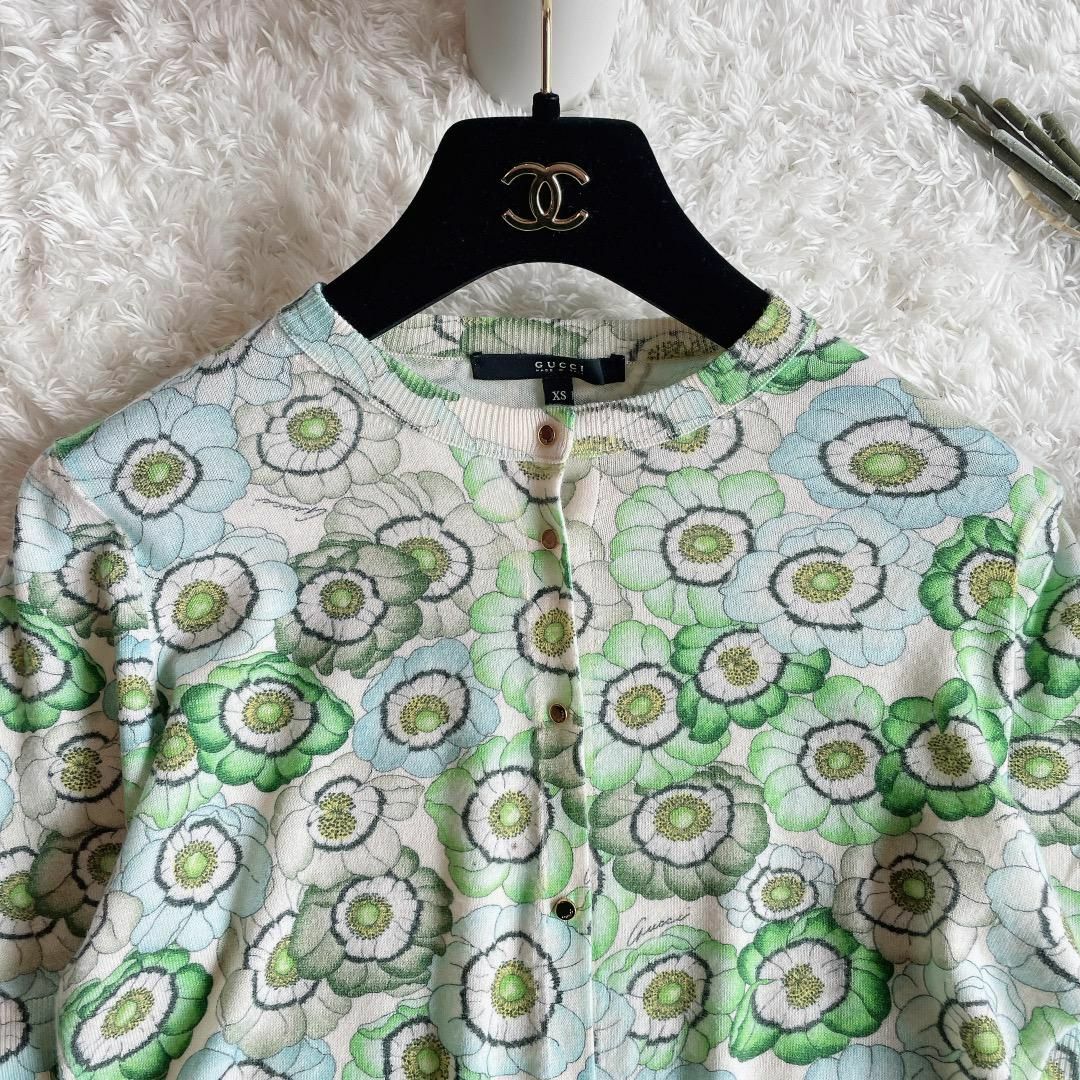 ☘️GUCCI◆フラワー総柄カーディガン カシミヤ100% フローラ 花柄