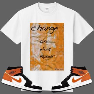 change グラフィックTシャツ オレンジ　　スニーカーに合わせたい!!S(Tシャツ/カットソー(半袖/袖なし))