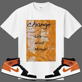 change グラフィックTシャツ オレンジ　　スニーカーに合わせたい!!L(Tシャツ/カットソー(半袖/袖なし))