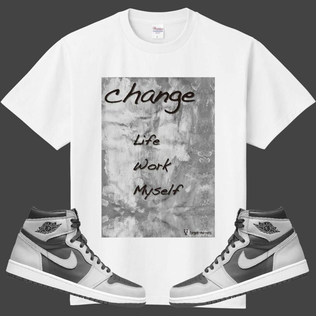 change グラフィック　Tシャツ グレー　　スニーカーに合わせたいXXXL メンズのトップス(Tシャツ/カットソー(半袖/袖なし))の商品写真