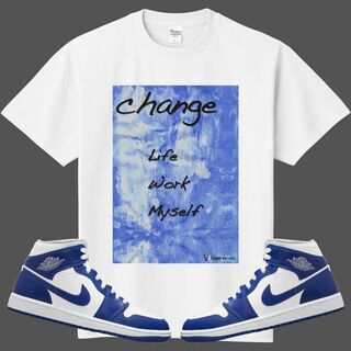 change グラフィックTシャツ ブルー　　スニーカーに合わせたい!!XXXL(Tシャツ/カットソー(半袖/袖なし))