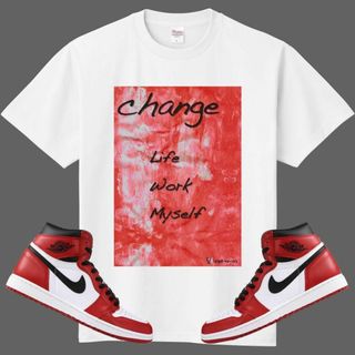 change グラフィックTシャツ フラワーレッド　スニーカーに合わせたいXXL(Tシャツ/カットソー(半袖/袖なし))