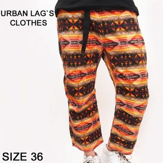 新品 URBAN LAG`S ネイティブ柄クロップドパンツ オレンジ 36(その他)