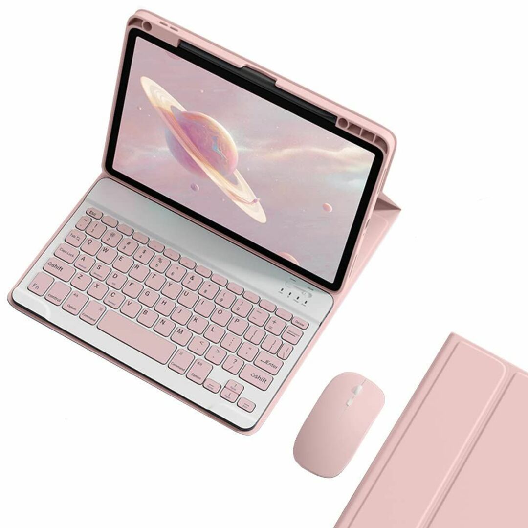 【色: ピンク】iPad9 iPad8 iPad7 キーボードケース マウス付き