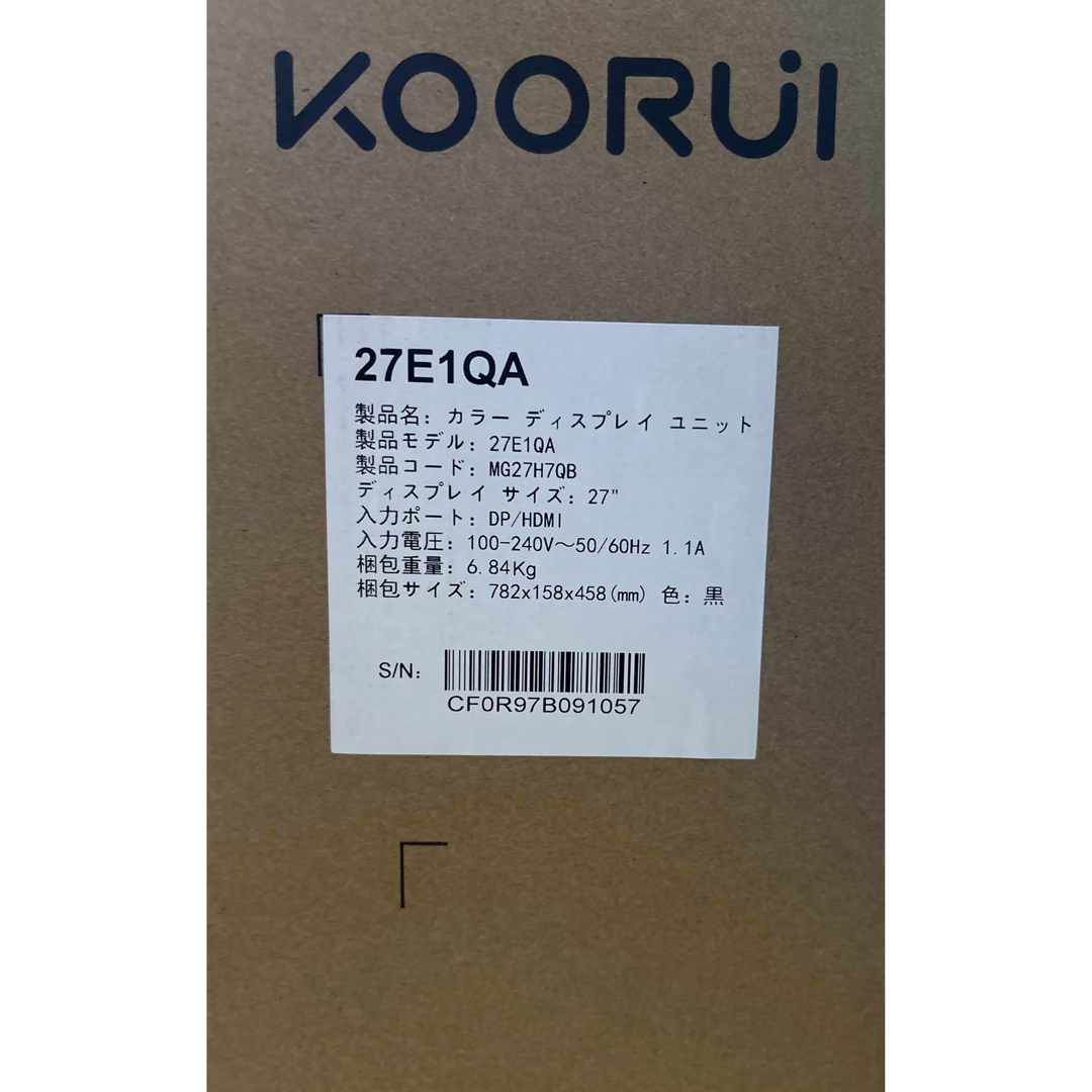 KOORUI 27E1QA  27インチモニター スマホ/家電/カメラのPC/タブレット(ディスプレイ)の商品写真