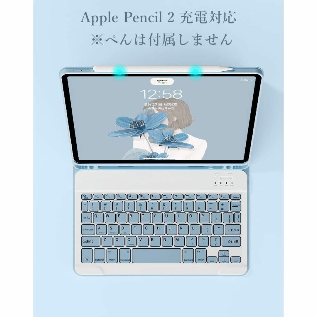 【色: 霧ブルー】iPad 第10世代 2022 キーボード ケース キャンディ 1