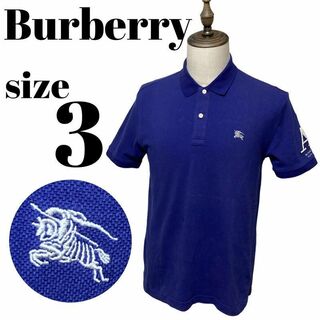 バーバリーブラックレーベル(BURBERRY BLACK LABEL)の【希少サイズ3】BURBERRY BLACK LABEL ポロシャツ ロゴ 刺繍(ポロシャツ)