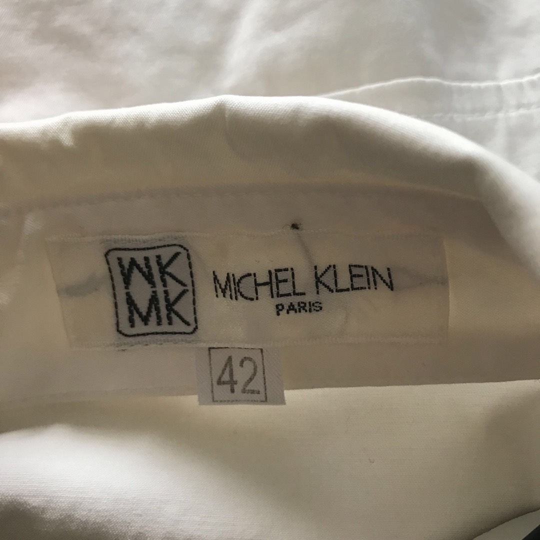 MICHEL KLEIN(ミッシェルクラン)のMK MICHEL KLEIN ストレッチ　ウエストマーク　白 レディースのワンピース(ひざ丈ワンピース)の商品写真