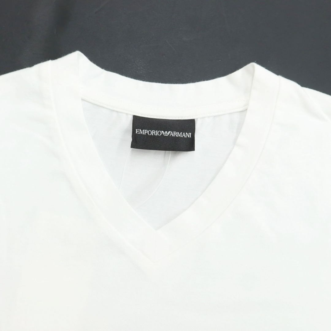 Emporio Armani(エンポリオアルマーニ)の【中古】エンポリオ アルマーニ EMPORIO ARMANI ストレッチコットン Vネック 半袖Ｔシャツ ホワイト【サイズM】【メンズ】 メンズのトップス(Tシャツ/カットソー(半袖/袖なし))の商品写真