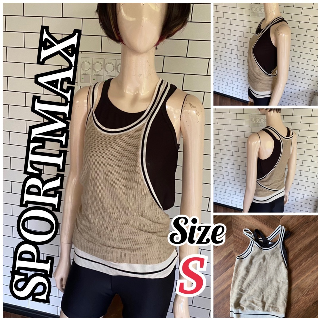 SPORTMAX（MAX MARA）(スポーツマックス)のスポーツマックス(SPORTMAX)美品！デザイン重ね着風タンクトップスポーツに レディースのトップス(タンクトップ)の商品写真