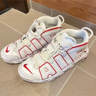 ナイキ(NIKE)のナイキ エアモア アップテンポ ホワイト レッド アウトライン  ナイキAIR(スニーカー)