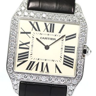 カルティエ(Cartier)のカルティエ CARTIER WH100651 サントスデュモンLM K18WG ダイヤベゼル 手巻き メンズ_757025(腕時計(アナログ))