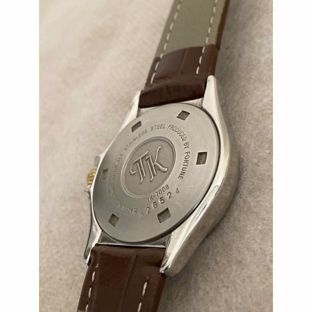 7周年記念イベントが 稼働 TAKEO KIKUCHI クォーツメンズ腕時計 電池 革ベルト新品