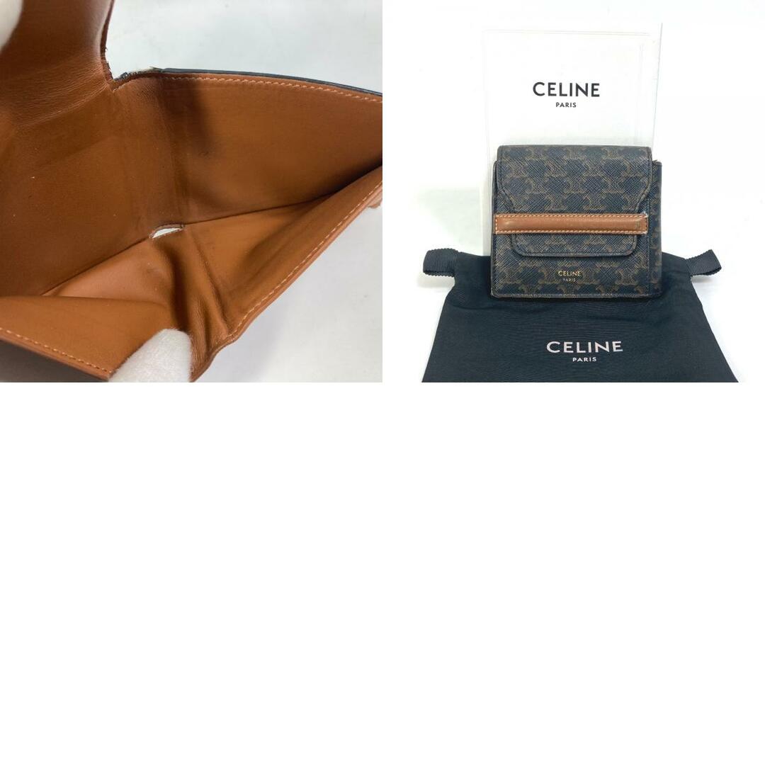 celine(セリーヌ)のセリーヌ CELINE トリオンフ 札入れ カードケース フラップ付き 2つ折り財布 レザー ブラウン メンズのファッション小物(折り財布)の商品写真