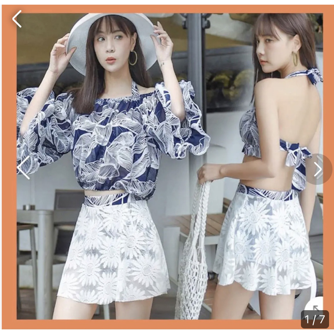 水着レディース 3点セット ビキニ 体型カバー着痩せ 韓国ファッション可愛い レディースの水着/浴衣(水着)の商品写真