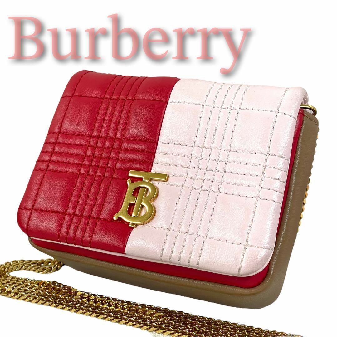 美品 Burberry バーバリー ミニバッグ チェーンショルダー ポーチ TB