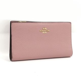 コーチ(COACH)のCOACH 二つ折り 長財布 レザー ピンク C8329(財布)