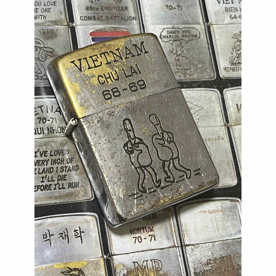 着火確認済みです【ベトナムZIPPO】本物 1971年製ベトナムジッポー「兵士とギター」LONG