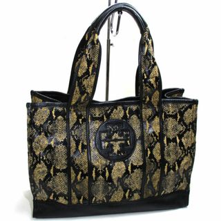 トリーバーチ(Tory Burch)のTORY BURCH パイソン柄 トートバッグ キャンバス レザー ベージュ(トートバッグ)