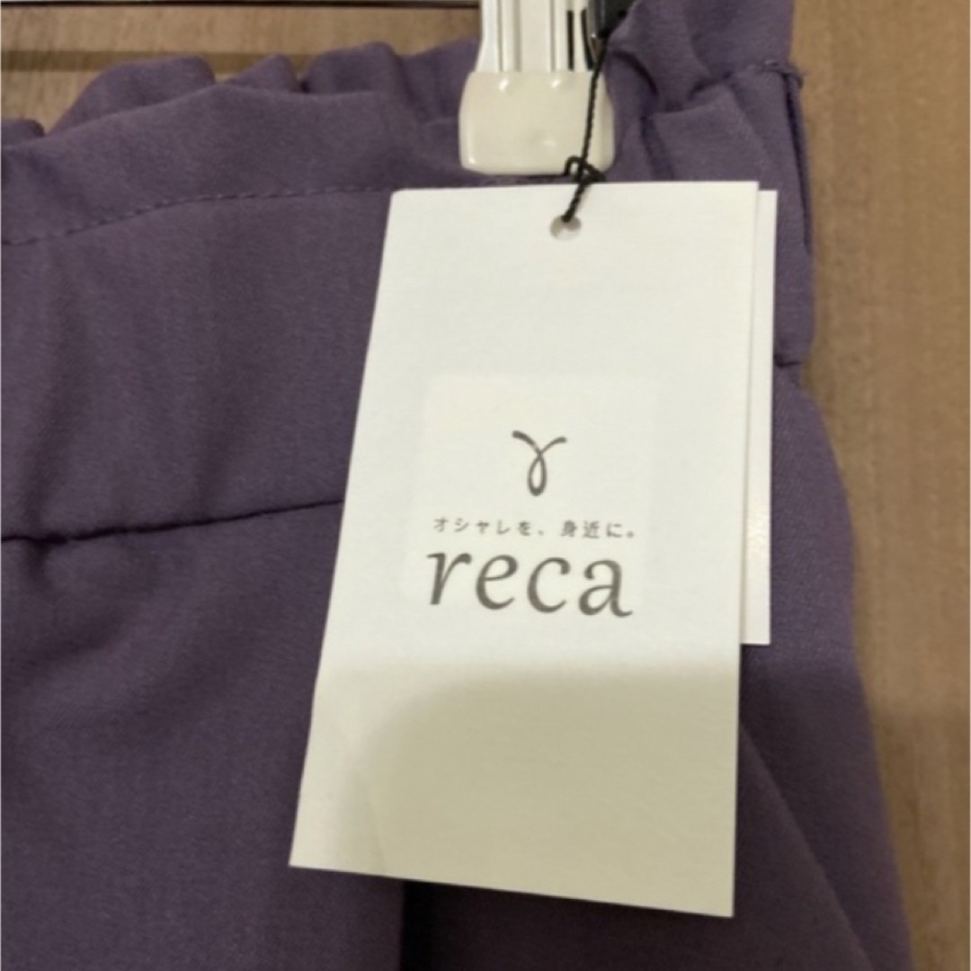 reca(レカ)のタグ付き　スラックス　パンツ　ウエストゴム　ゆったり　きれいめ　通勤　パープル レディースのパンツ(カジュアルパンツ)の商品写真