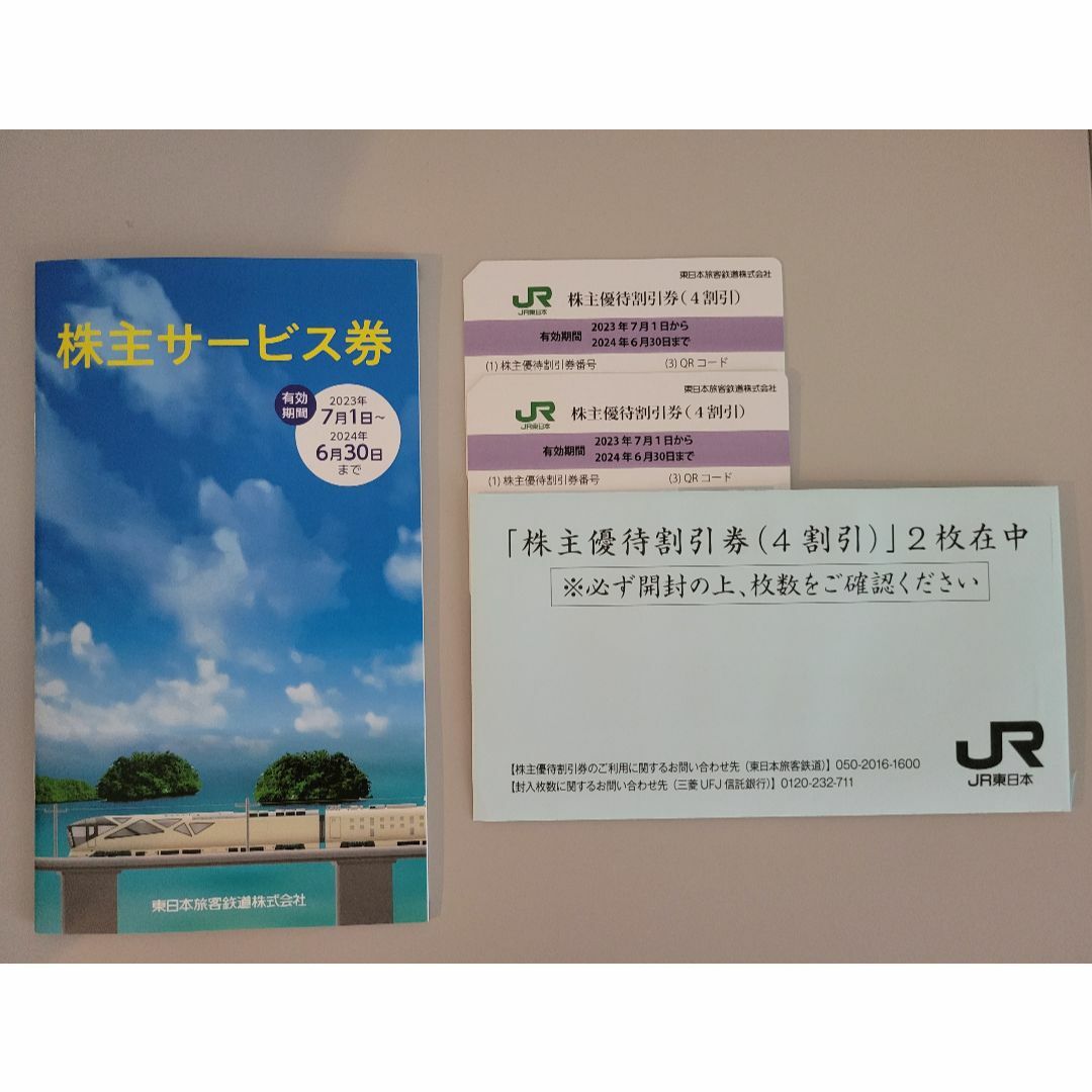 JR東日本 株主優待割引券 ２枚&株主サービス券1冊 - 鉄道乗車券