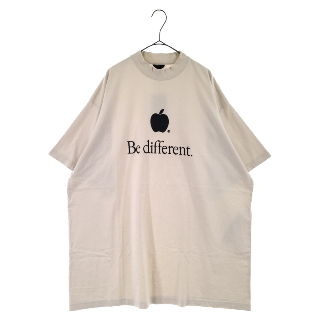 BALENCIAGA バレンシアガ 22AW 712398 TNVB3 Be different刺繍半袖Tシャツ アイボリーホワイト