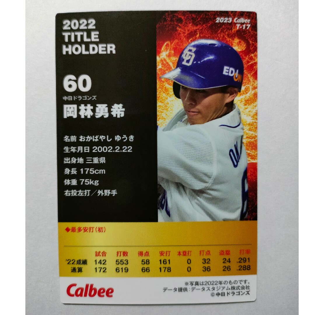 中日ドラゴンズ - 中日ドラゴンズ 岡林勇希 最多安打 記念 プロ野球