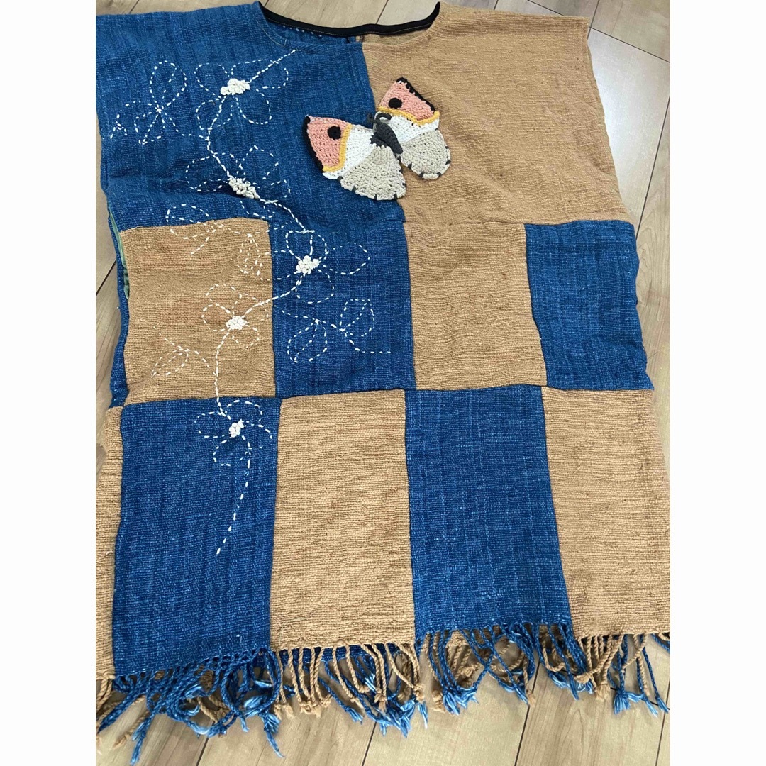 手作りハンドメイド手織り布刺繍蝶々パチワークワンピース