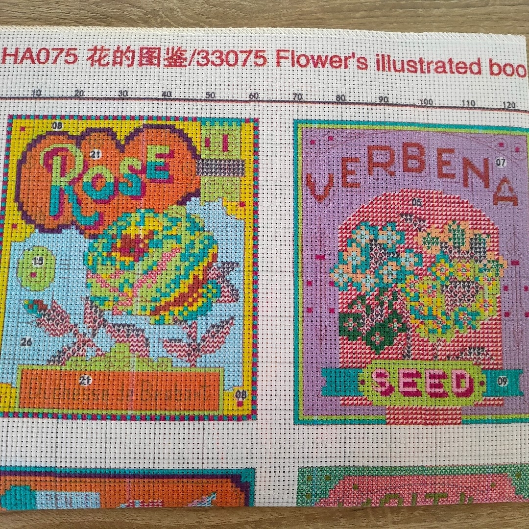 クロスステッチキット Flowers illustrated book 花図鑑 ハンドメイドの素材/材料(生地/糸)の商品写真