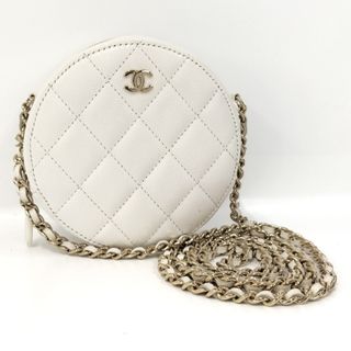 シャネル(CHANEL)のCHANEL チェーンショルダーポーチ マトラッセ キャビアスキン ホワイト(ショルダーバッグ)