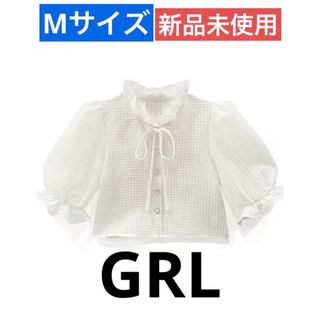 グレイル(GRL)のGRL グレイル チェック柄フリルリボンショート丈ブラウス［ac2126](シャツ/ブラウス(半袖/袖なし))