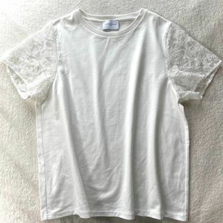 ユナイテッドアローズ(UNITED ARROWS)の極美品 ユナイテッドアローズ レースTシャツ トップス 白ホワイト 綿 コットン(Tシャツ(半袖/袖なし))