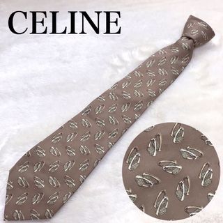 セリーヌ(celine)のCELINE ネクタイ ブラウン 総柄 マルチカラー ロゴ入り シルク(ネクタイ)