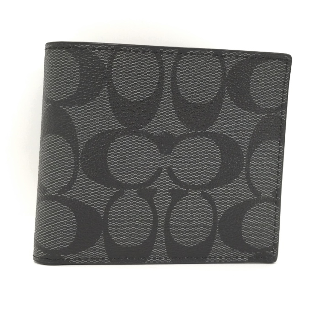 COACH 二つ折り財布 シグネチャー PVC レザー ブラック F75006