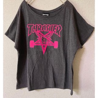 スラッシャー(THRASHER)のTHRASHER スラッシャー ネオンピンクショート丈プリントTシャツ(Tシャツ(半袖/袖なし))