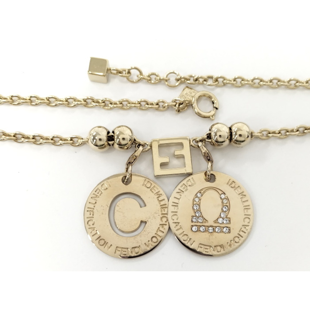 FENDI - FENDI ネックレス ラインストーン サークル メッキ ゴールドの