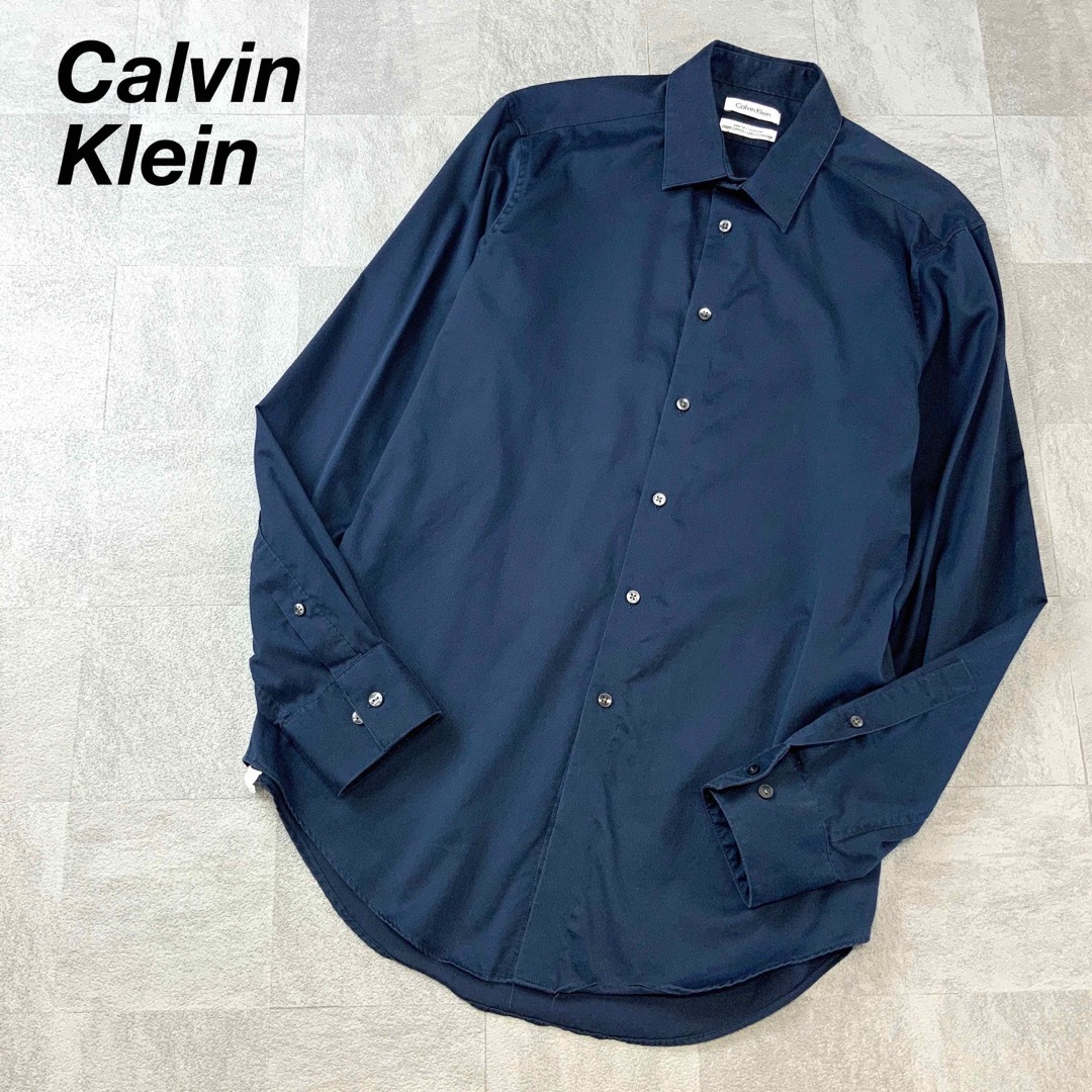 美品 Calvin Klein カルバンクライン デザインシャツ ネイビー