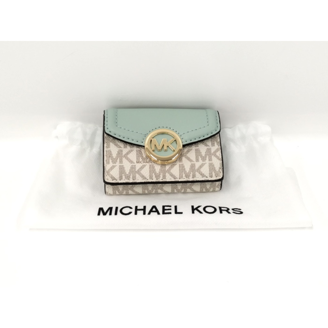 MICHAEL KORS 三つ折り財布 PVC ホワイト グリーン