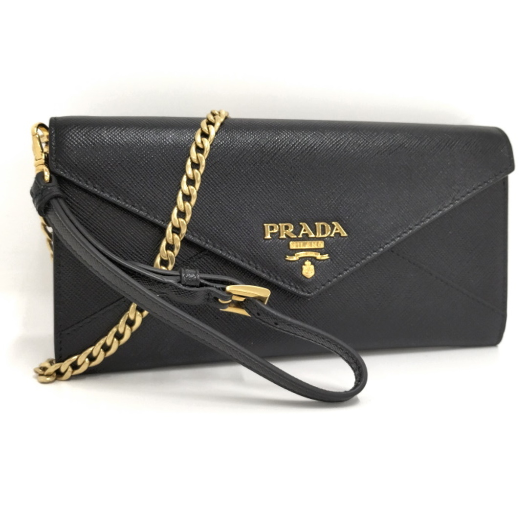 PRADA - PRADA チェーンウォレット ミニバッグ サフィアーノ ブラック