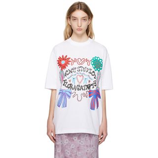 アクネストゥディオズ(Acne Studios)のACNE STUDIOSホワイト スクリーンプリント Tシャツ(Tシャツ/カットソー(半袖/袖なし))