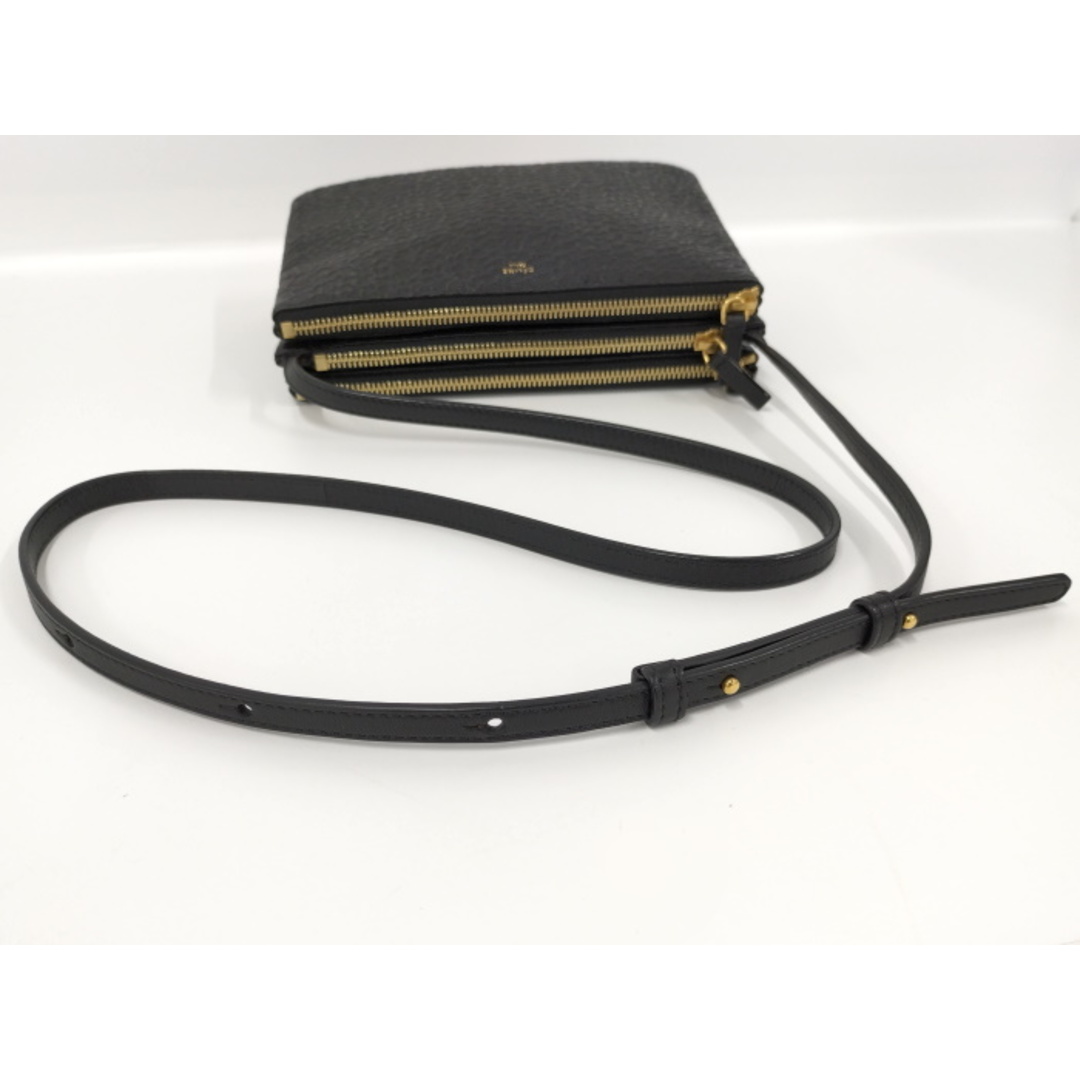 CELINE トリオ ショルダーバッグ レザー ブラック