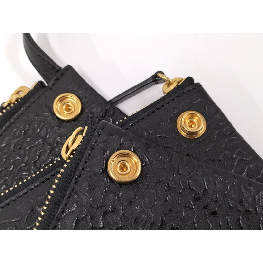 CELINE トリオ ショルダーバッグ レザー ブラック