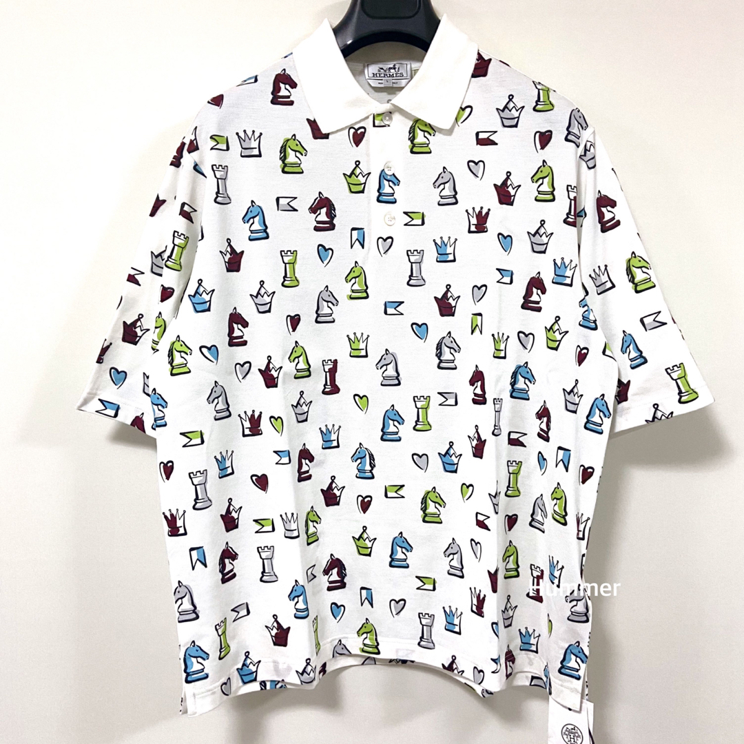 完全正規品 極美品 エルメス 長袖デザインシャツ セリエ XL スペアボタン