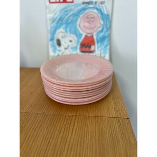 ファイヤーキング(Fire-King)のファイヤーキング　ピンクスワール　ディナープレート 10枚セット(食器)