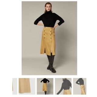 マッシモデュッティ(Massimo Dutti)の麻ブレンドMassimoDutti上品ボタンスカート(ロングスカート)