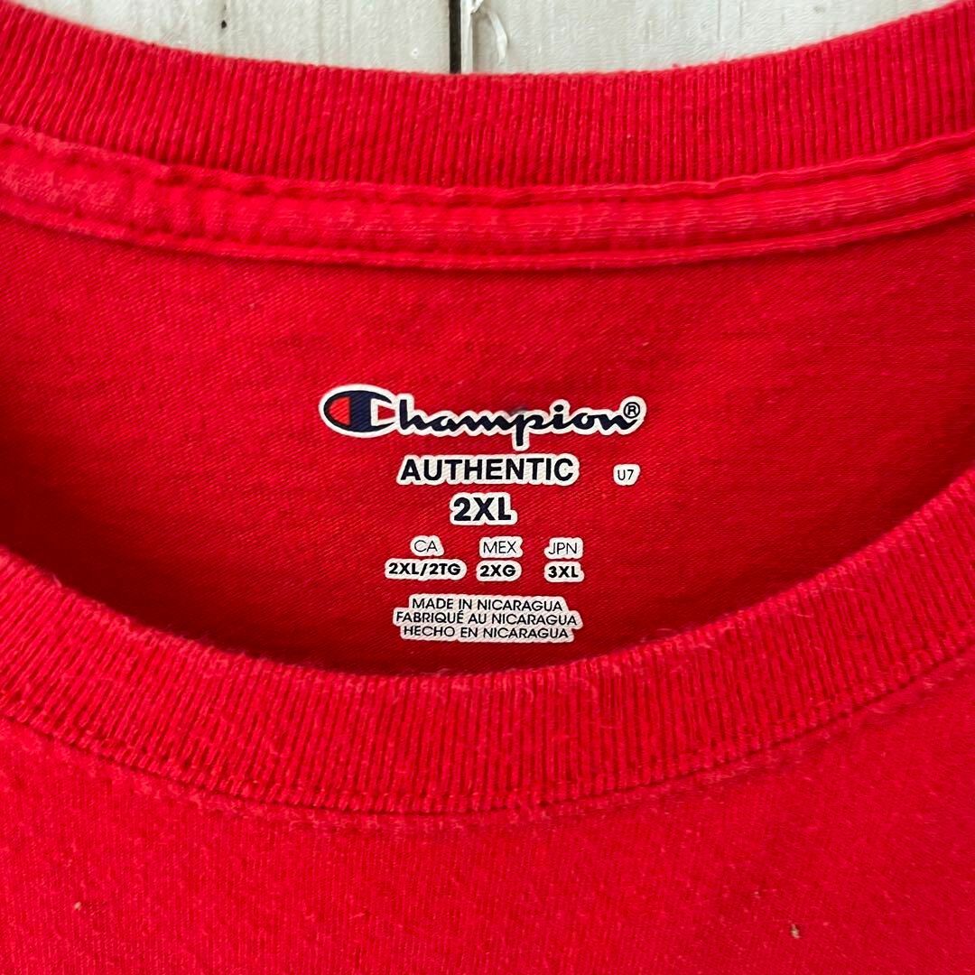 Champion(チャンピオン)のアメリカ古着チャンピオン　ビッグロゴプリントTシャツ　ゆるだぼオーバーサイズ　赤 メンズのトップス(Tシャツ/カットソー(半袖/袖なし))の商品写真