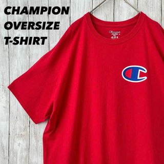 チャンピオン(Champion)のアメリカ古着チャンピオン　ビッグロゴプリントTシャツ　ゆるだぼオーバーサイズ　赤(Tシャツ/カットソー(半袖/袖なし))